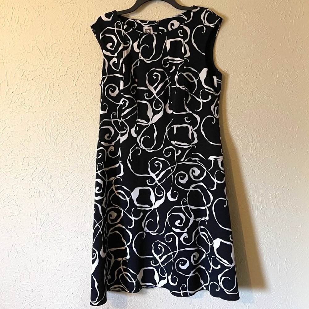 Anne Klein Black and White print dress, Size 14